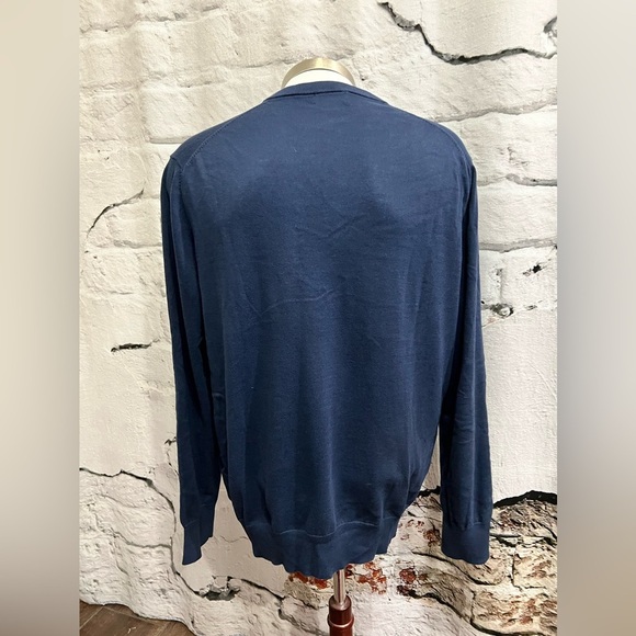 Brooks Brothers 100% Cotton V-Neck Long Sleeve Navy Blue Sweater - Picture 5 of 7